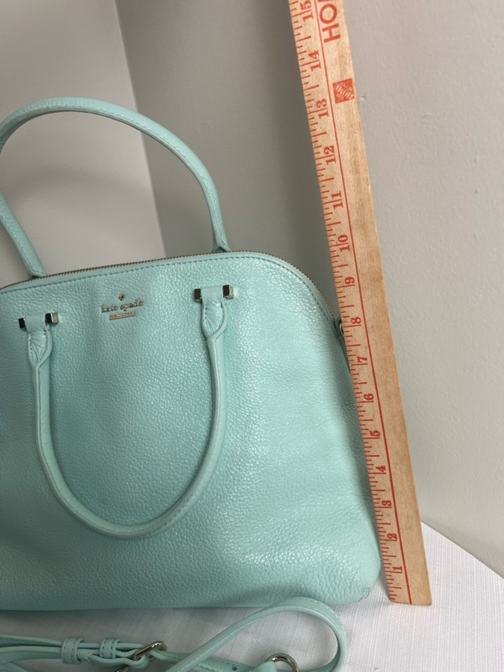 kate spade Spa Blue Pebbled Leather Satchel with Removable Strap - Picture 8 of 8